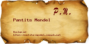 Pantits Mendel névjegykártya